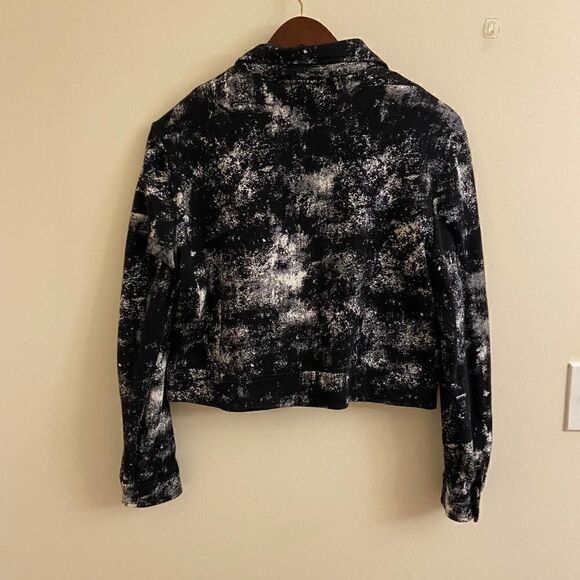 Lularoe Presley Moto Jacket Black & White Acid Wash Large - Picture 2 of 4